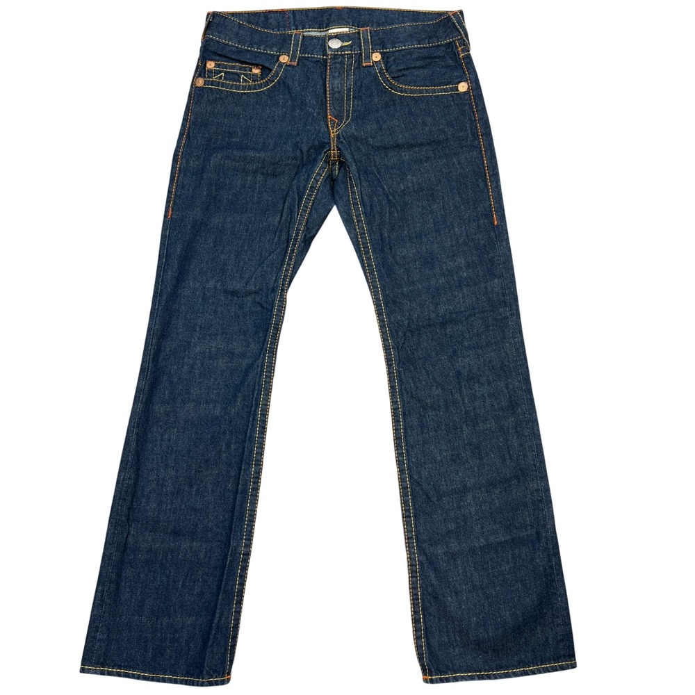 VTG True Religion Bobby Big T Straight Leg Jeans 34 Dark Wash USA Y2K Streetwear